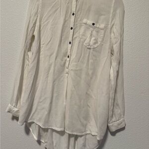 Free People White Button-Up Blouse